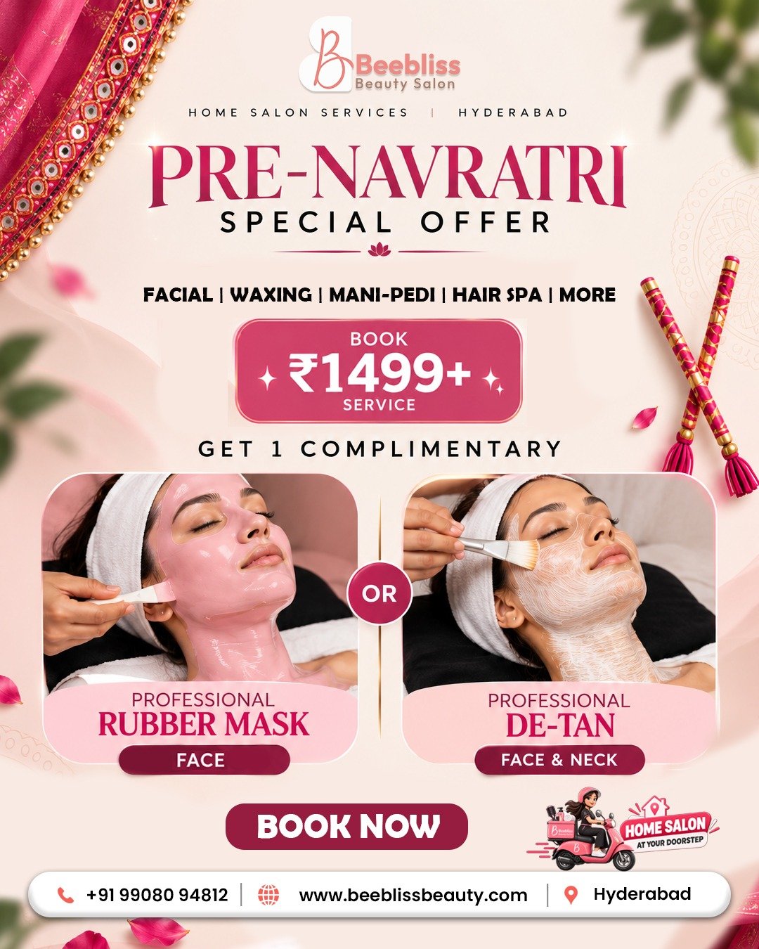 Beebliss Beauty special offer — doorstep beauty package promotion in Hyderabad