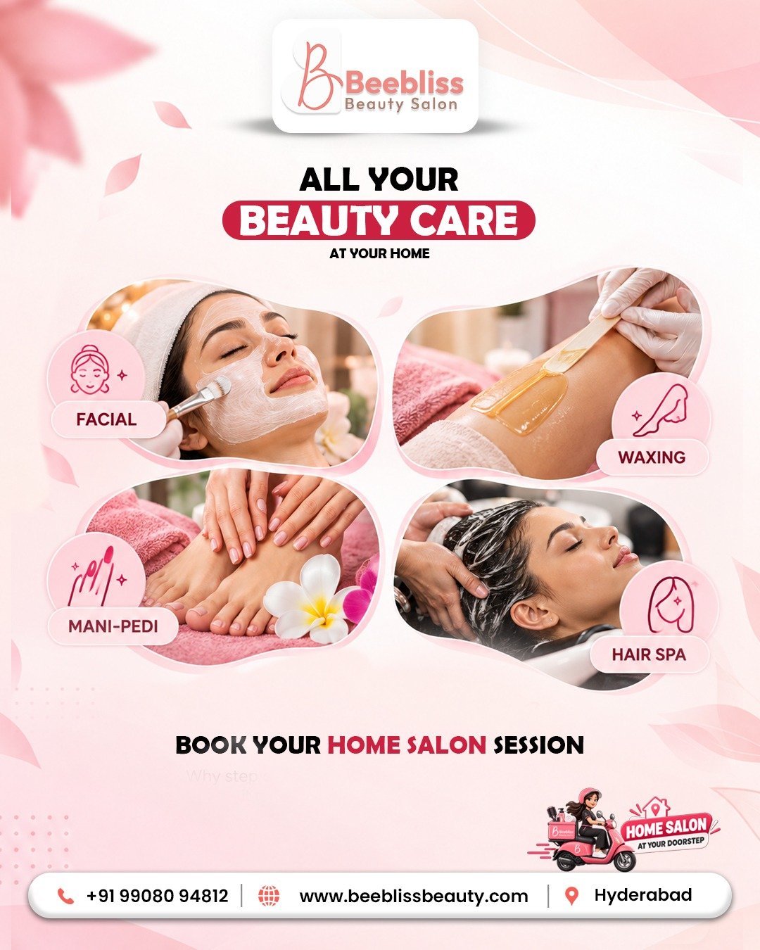 Beebliss Beauty special offer — doorstep beauty package promotion in Hyderabad